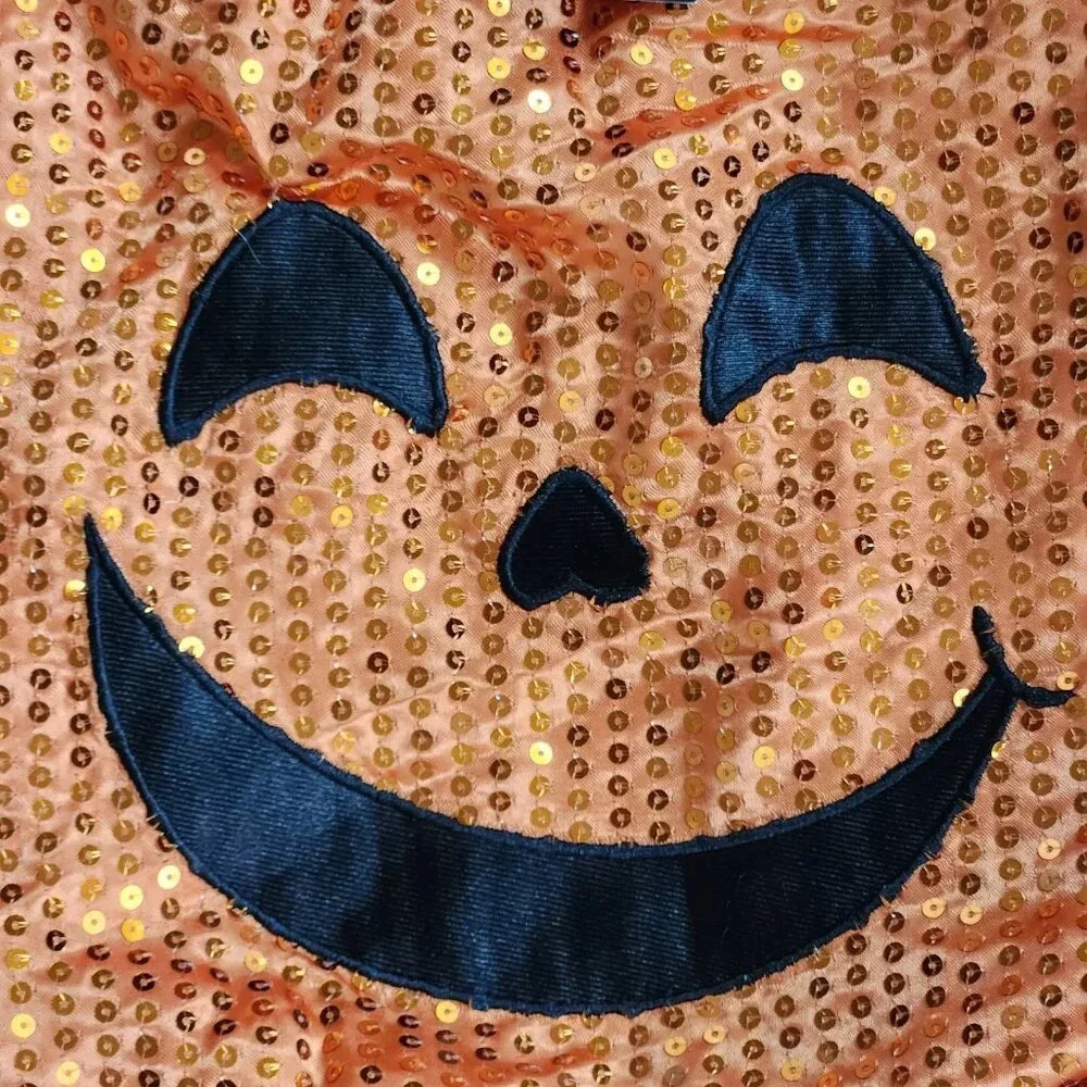 Halloween Dog Costume Size L Glitter Pumpkin Jack O' Lantern
